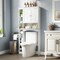White Over-the-Toilet Storage Cabinet with Double Doors Adjustable Shelves and Tissue Holder
